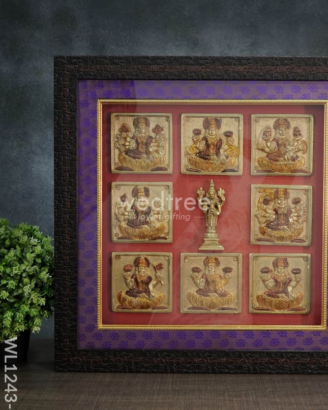 Frame:  Brass Ashtalakshmi And Tirupathi Balaji Idol (14.2 X 14.5 Inches) - Wl1243 Frames