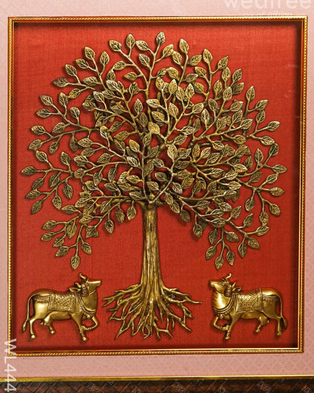 Frame: Brass Kalpavriksha Tree with Cow - 21 x 18 inch - WL4449 Frames