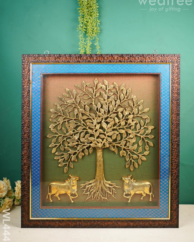 Frame: Brass Kalpavriksha Tree with Cow - 21 x 18 inch - WL4449 Frames