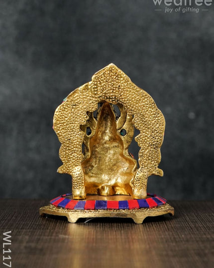 White Metal Frame Ganesha With Stone Work - Wl1175