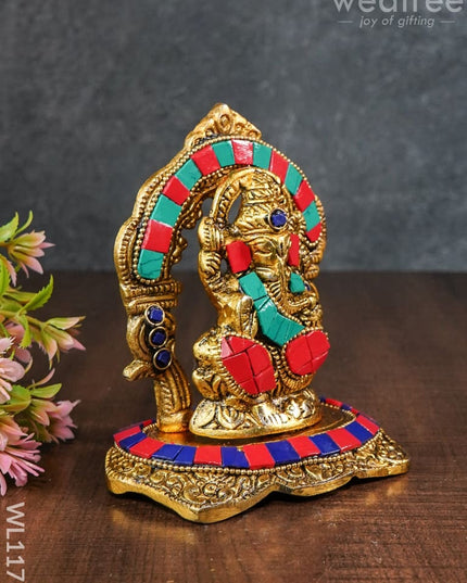 White Metal Frame Ganesha With Stone Work - Wl1175