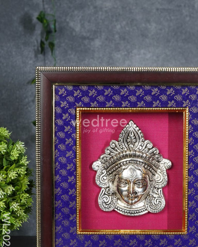 Frame:  White Metal Durga Face - Silver Wl2024 Frames