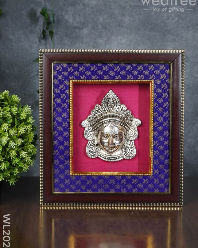 Frame:  White Metal Durga Face - Silver Wl2024 Frames