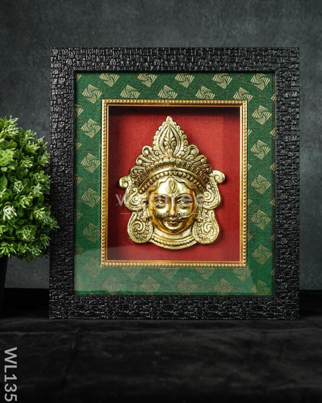 Frame:  White Metal Amman Face With Gold Finish (7.5X6.5)Inches - Wl1352 Frames