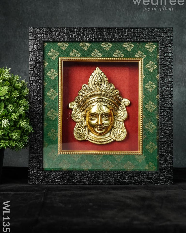 Frame:  White Metal Amman Face With Gold Finish (7.5X6.5)Inches - Wl1352 Frames