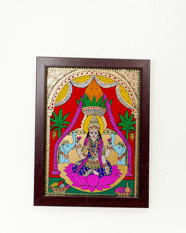 Gaja Lakshmi Glass Reverse Painting Frame - 8 X 6 Inch Wl4559 Frames