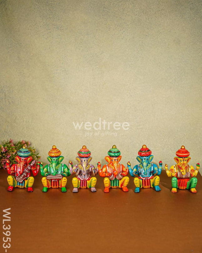 Ganesha Band Set - Wl3953 5 Inch Wooden Decor