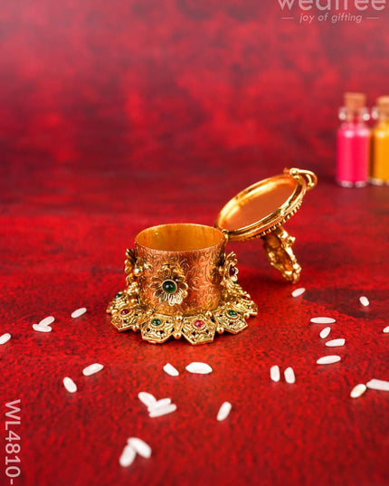 Ganesha Kumkum Holder - 2 inch - Gold - WL4810-1 - Divine Gifts