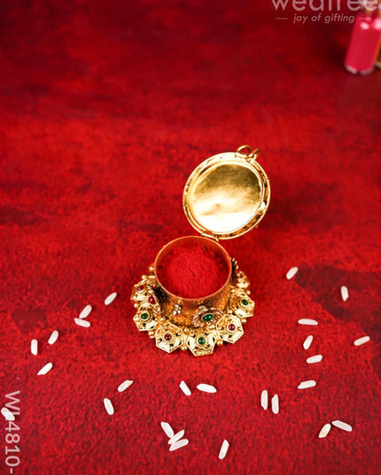 Ganesha Kumkum Holder - 2 inch - Gold - WL4810-1 - Divine Gifts