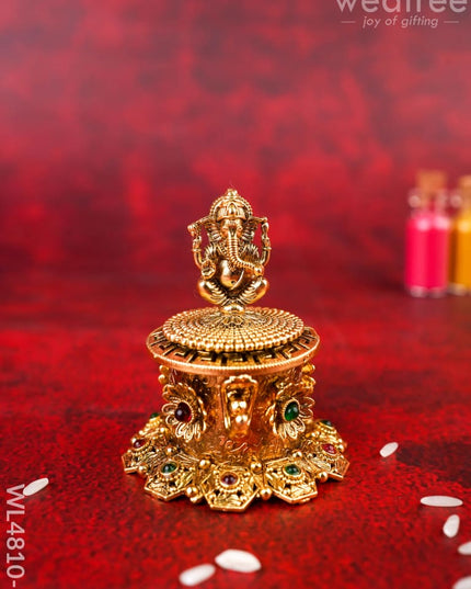 Ganesha Kumkum Holder - 2 inch - Gold - WL4810-1 - Divine Gifts