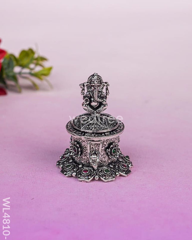 Ganesha Kumkum Holder - 2 inch - Silver - WL4810-2 Divine Gifts