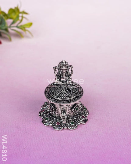 Ganesha Kumkum Holder - 2 inch - Silver - WL4810-2 Divine Gifts