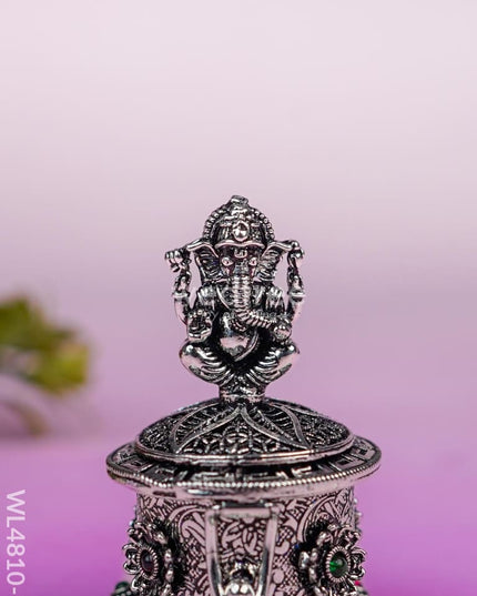 Ganesha Kumkum Holder - 2 inch - Silver - WL4810-2 Divine Gifts