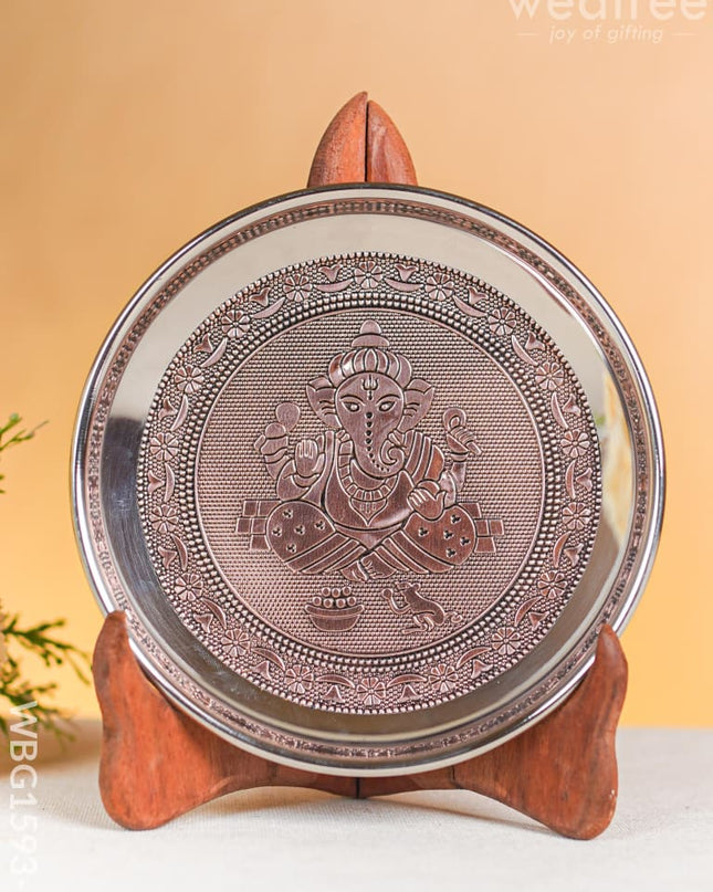 Ganesha Oxidized Plate - 6 inch - Copper - WBG1593-1 - Trays & Plates RG