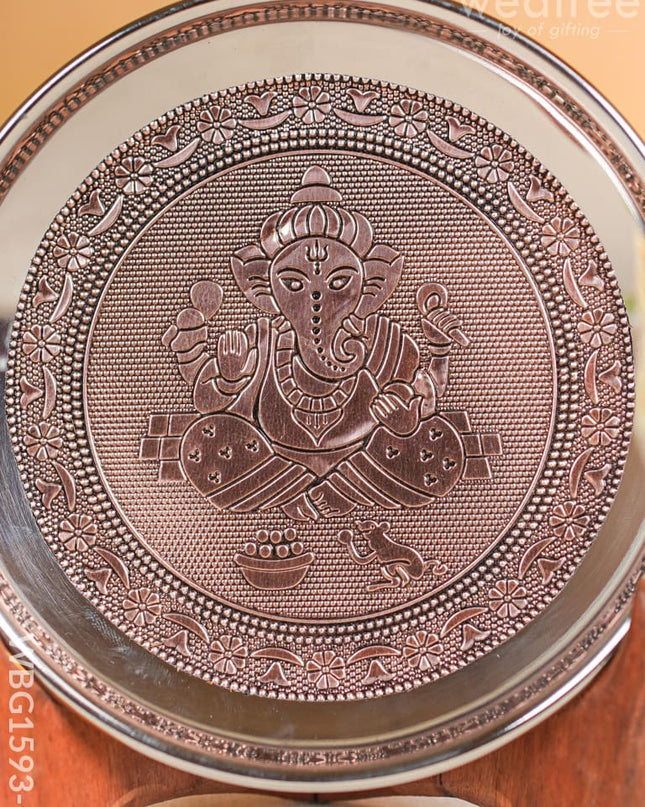Ganesha Oxidized Plate - 6 inch - Copper - WBG1593-1 - Trays & Plates RG