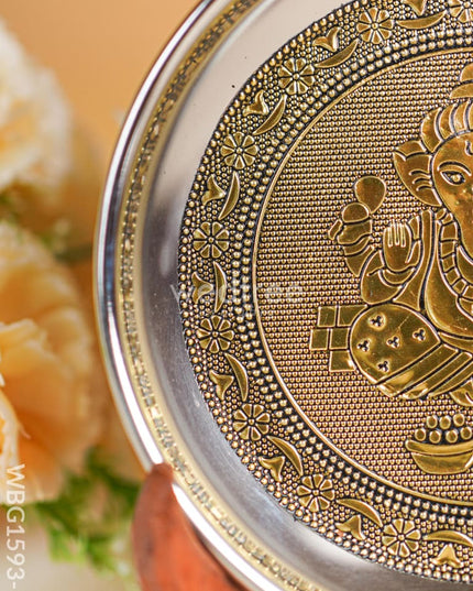 Ganesha Oxidized Plate - 6 inch - Gold - WBG1593-3 Trays & Plates RG