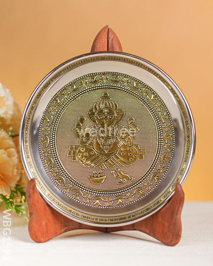 Ganesha Oxidized Plate - 6 inch - Gold - WBG1593-3 Trays & Plates RG