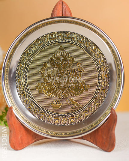 Ganesha Oxidized Plate - 6 inch - Gold - WBG1593-3 Trays & Plates RG