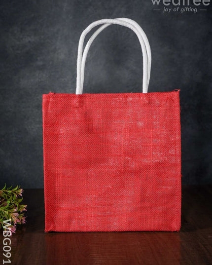 Ganesha Print Jute Bag With Lace - Wbg0913 Bags
