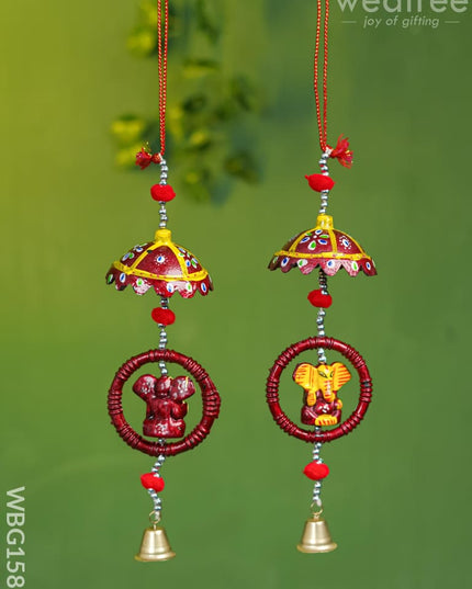 Ganesha Thoran with Bells - Set of 2 - WBG1586 Thorans RG
