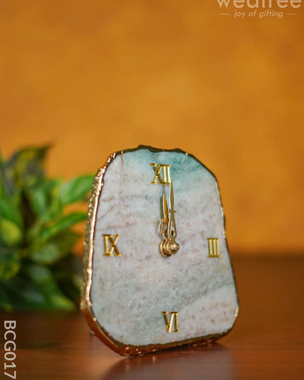 Gemstone Electroplated Gold Edge Table Clock - Green Bcg0170 Give-Aways
