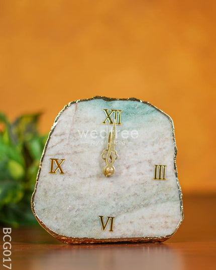 Gemstone Electroplated Gold Edge Table Clock - Green Bcg0170 Give-Aways
