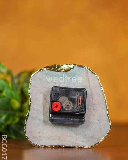 Gemstone Electroplated Gold Edge Table Clock - Green Bcg0170 Give-Aways