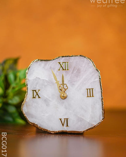 Gemstone Electroplated Gold Edge Table Clock - Grey Bcg0171 Give-Aways