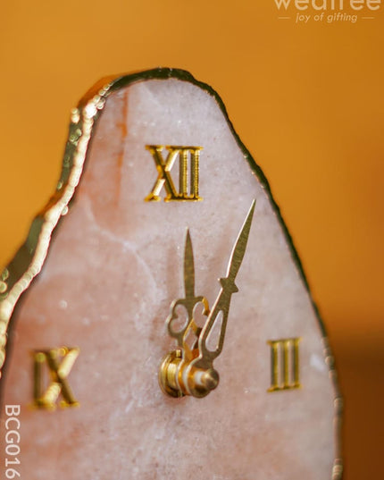 Gemstone Electroplated Gold Edge Table Clock - Pink Bcg0168