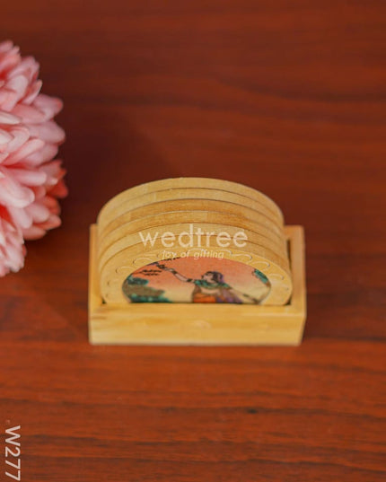 Gemstone Painted Coaster Round Shaped - Set Of 6 W2773 Dining Essentials