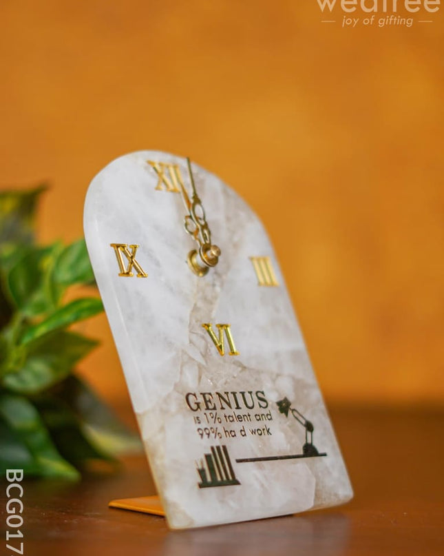 Gemstone Table Clock - White Bcg0174 Give-Aways