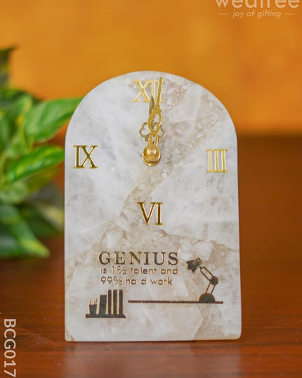 Gemstone Table Clock - White Bcg0174 Give-Aways