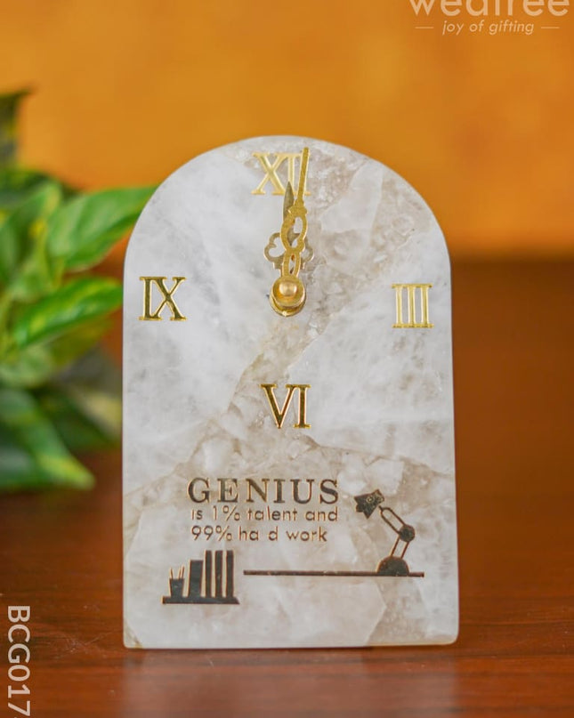 Gemstone Table Clock - White Bcg0174 Give-Aways