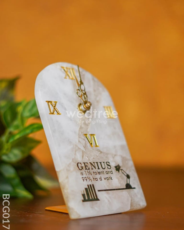 Gemstone Table Clock - White Bcg0174 Give-Aways