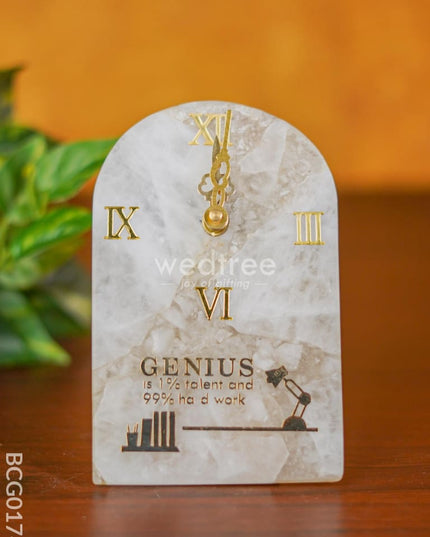 Gemstone Table Clock - White Bcg0174 Give-Aways