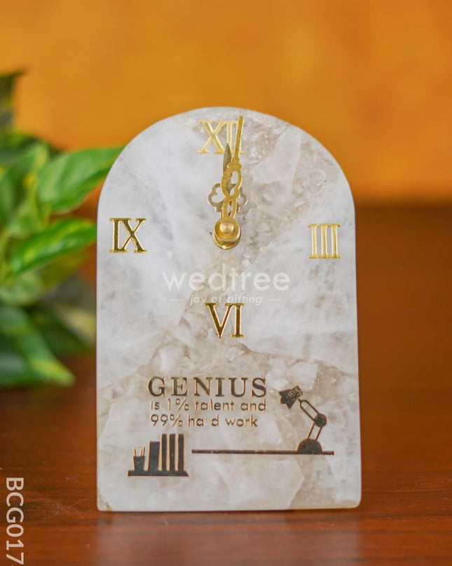 Gemstone Table Clock - White Bcg0174 Give-Aways