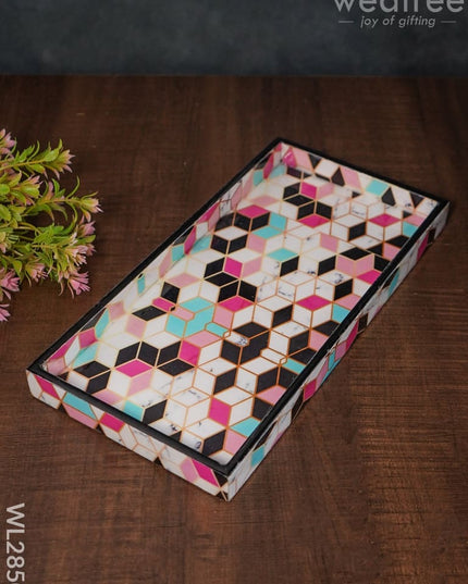 Geometrical Design Digital Printed Tray - Set Of 3 Wl2850 Wooden Trays