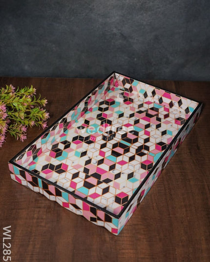 Geometrical Design Digital Printed Tray - Set Of 3 Wl2850 Wooden Trays