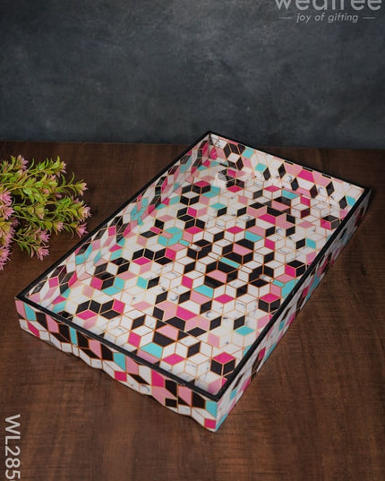 Geometrical Design Digital Printed Tray - Set Of 3 Wl2850 Wooden Trays