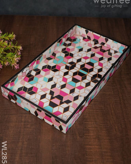 Geometrical Design Digital Printed Tray - Set Of 3 Wl2850 Wooden Trays