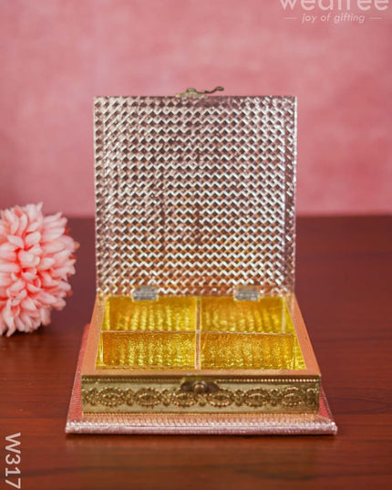 German Oxidised Square Shaped Dry Fruit Box With 4 Partitions Dry Fruit Box
