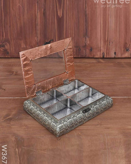 German Oxidised Transparent Dry Fruit Box 6 X 8 Inch - W3678 Dry Fruit Box