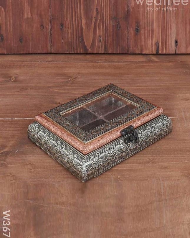 German Oxidised Transparent Dry Fruit Box 6 X 8 Inch - W3678 Dry Fruit Box
