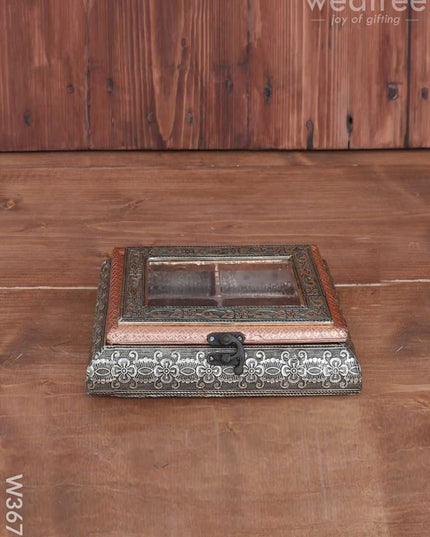 German Oxidised Transparent Dry Fruit Box 6 X 8 Inch - W3678 Dry Fruit Box