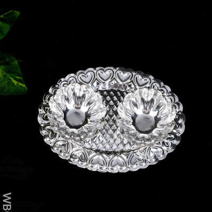 German Silver 2 Cup Kumkum Holder - WBG1863 - German Silver Kumkum Holder - RG