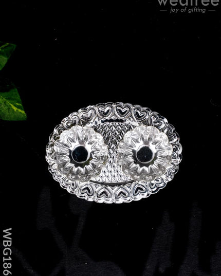 German Silver 2 Cup Kumkum Holder - WBG1863 - German Silver Kumkum Holder - RG