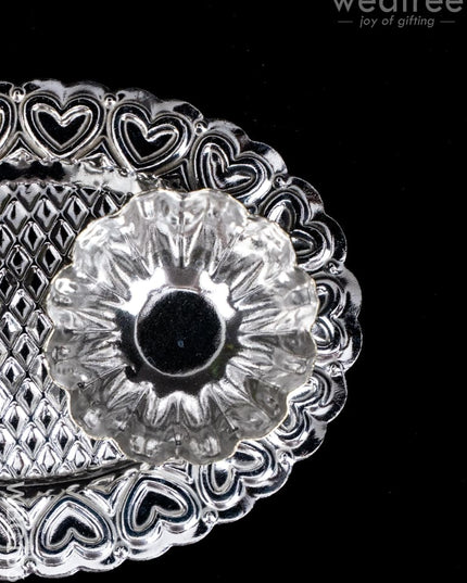 German Silver 2 Cup Kumkum Holder - WBG1863 - German Silver Kumkum Holder - RG
