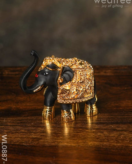 German Silver 3Inch Elephant (Set of 2) - WL0887 - Golden Finish - German Silver Figurines