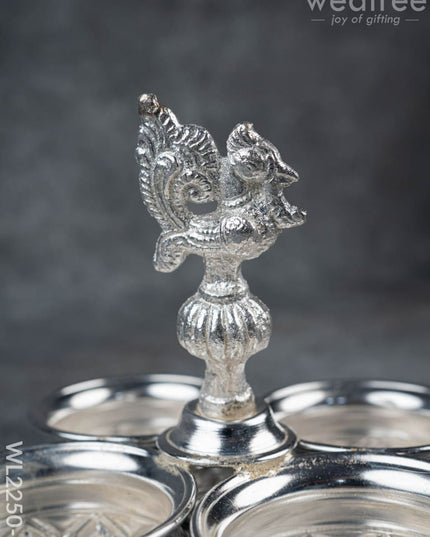 German Silver 4 Cup Kumkum Holder 2.5inch - WL2250-1 - German Silver Pooja Utility