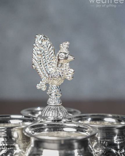German Silver 4 Cup Kumkum Holder - Wl2250 Pooja Utility